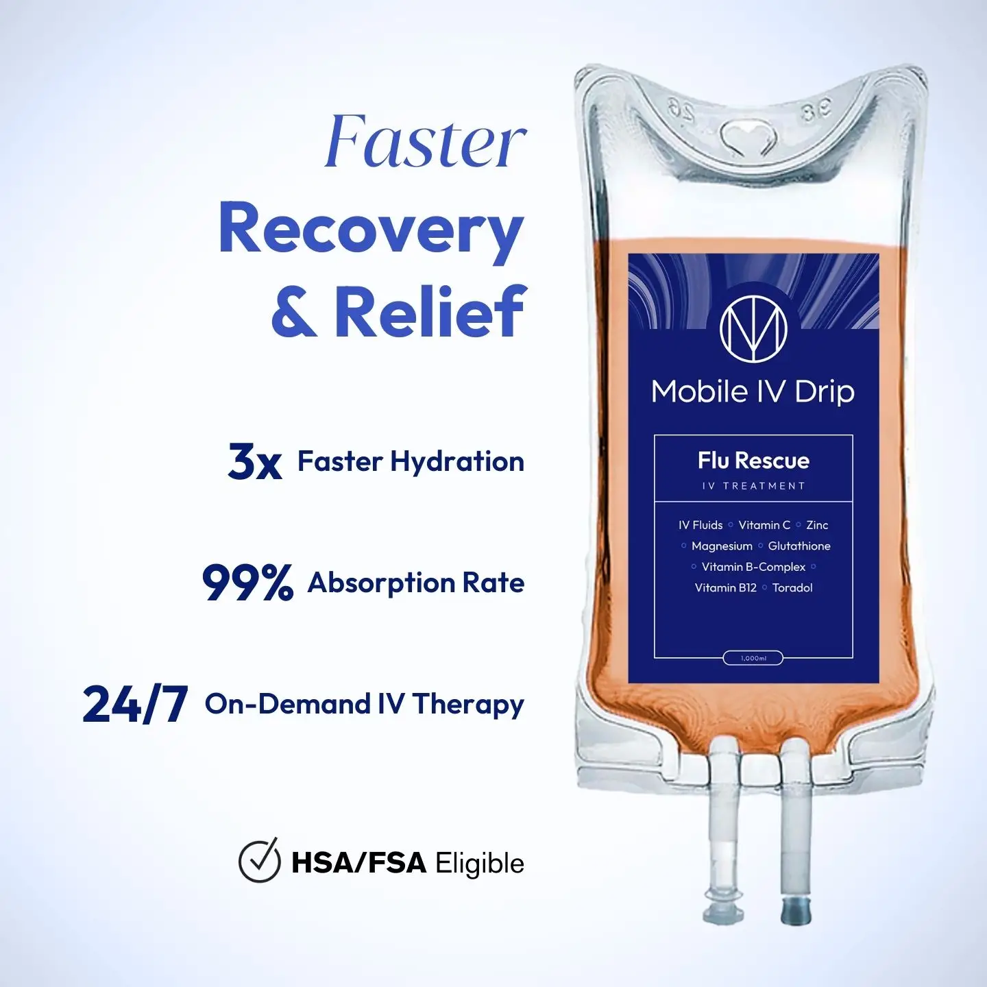 Mobile IV drip for fast recovery and hydration.