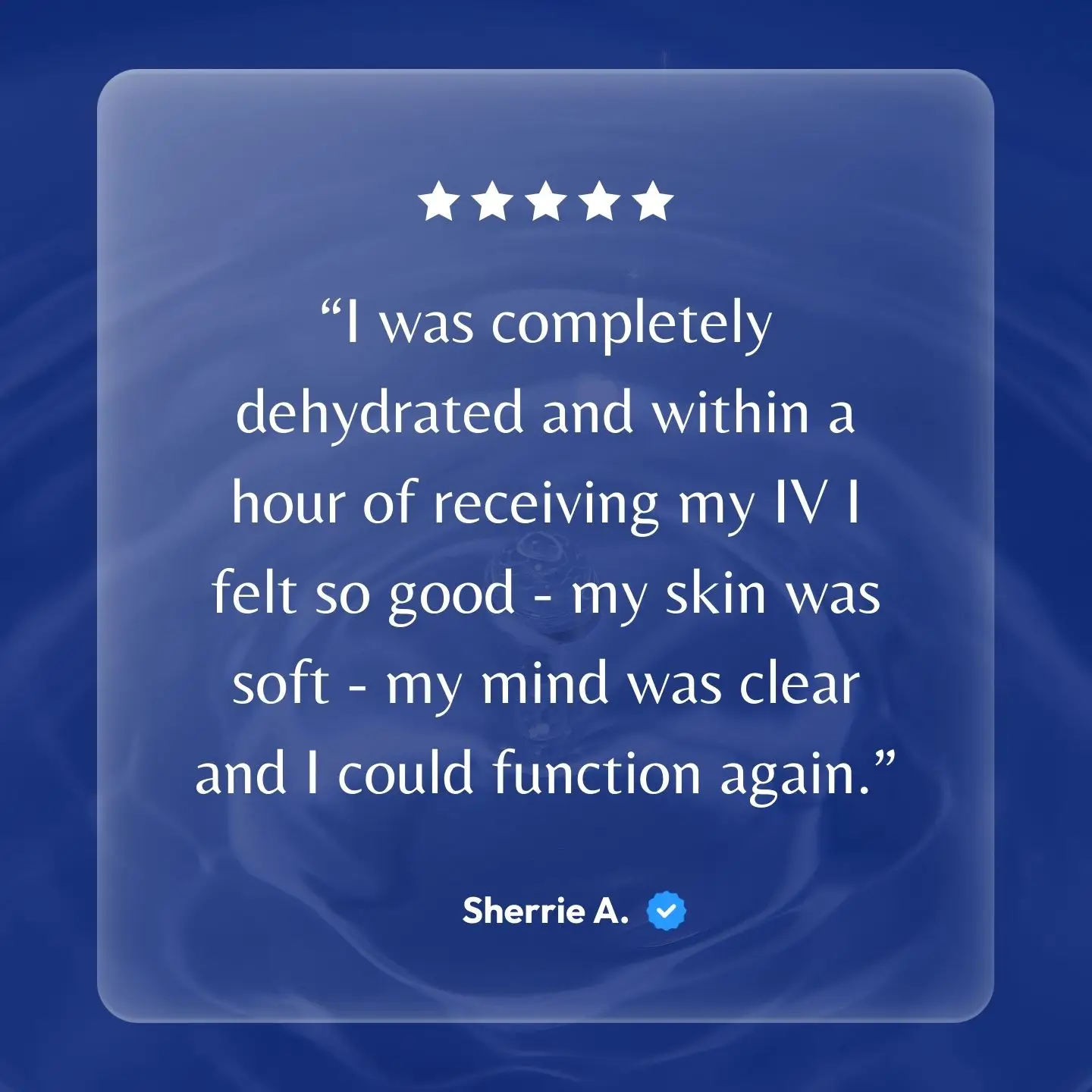 Dehydration IV Testimonial