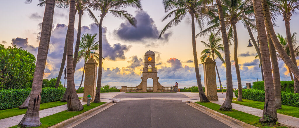 Palm Beach clock tower at sunrise.