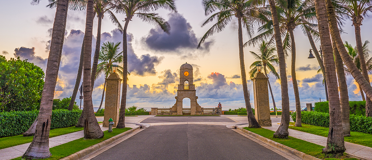 Palm Beach clock tower at sunrise.